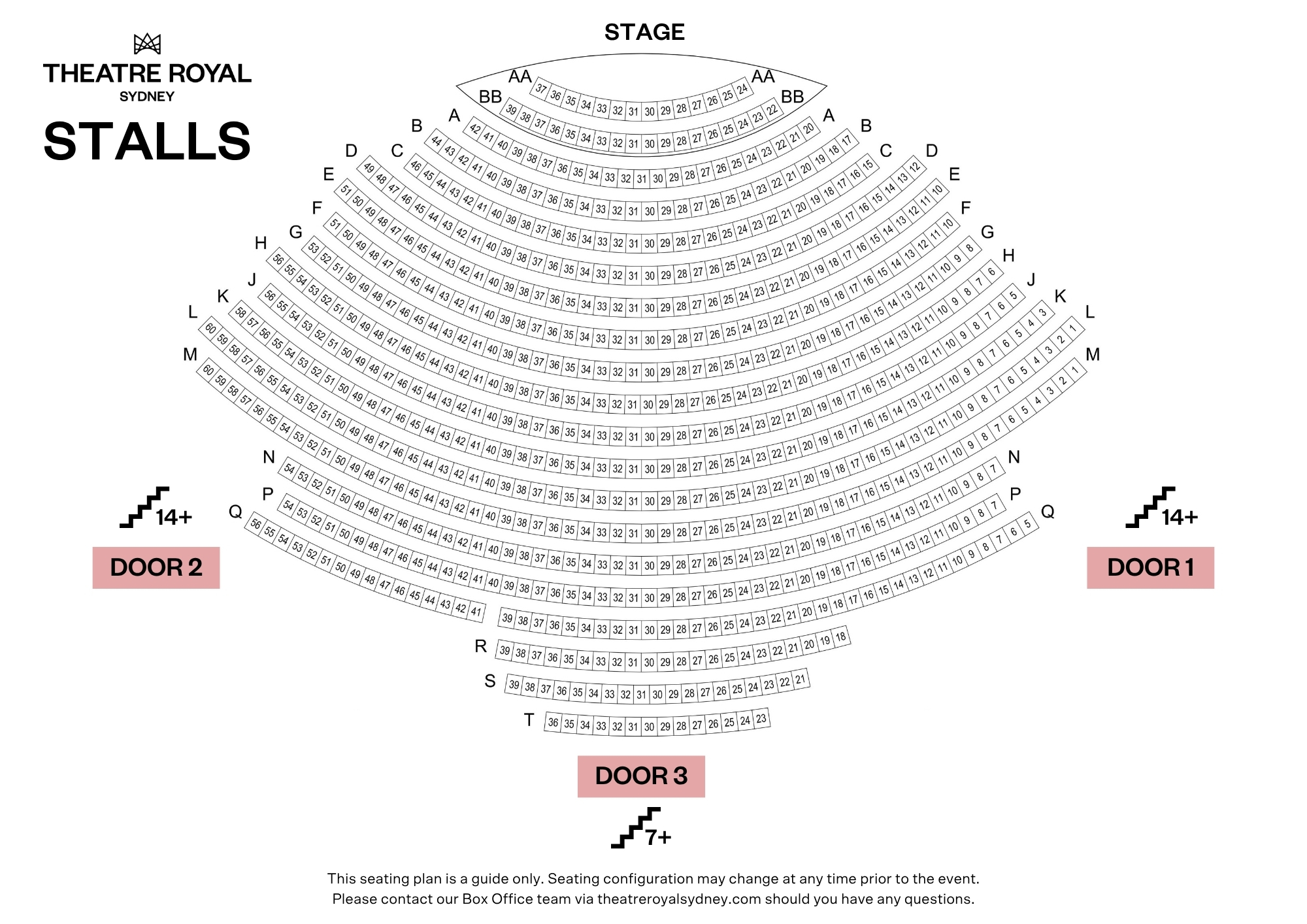 Theatre Royal Sydney Seating Plan Stalls